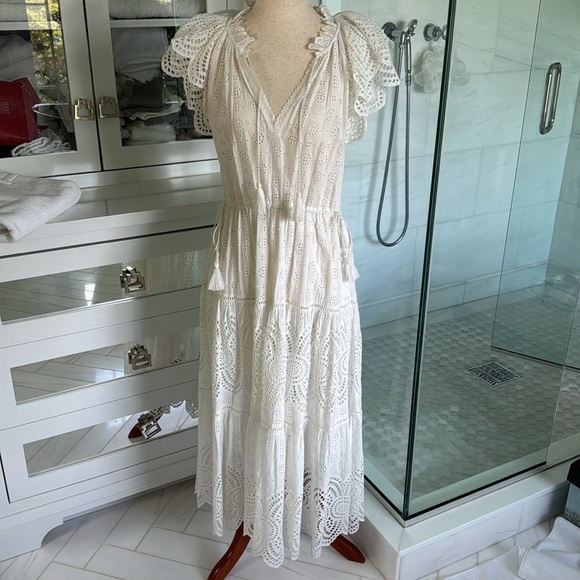 Ulla Johnson Gianna eyelet midi dress with tie waist. Excellent condition. Sz 4 - Picture 6 of 14